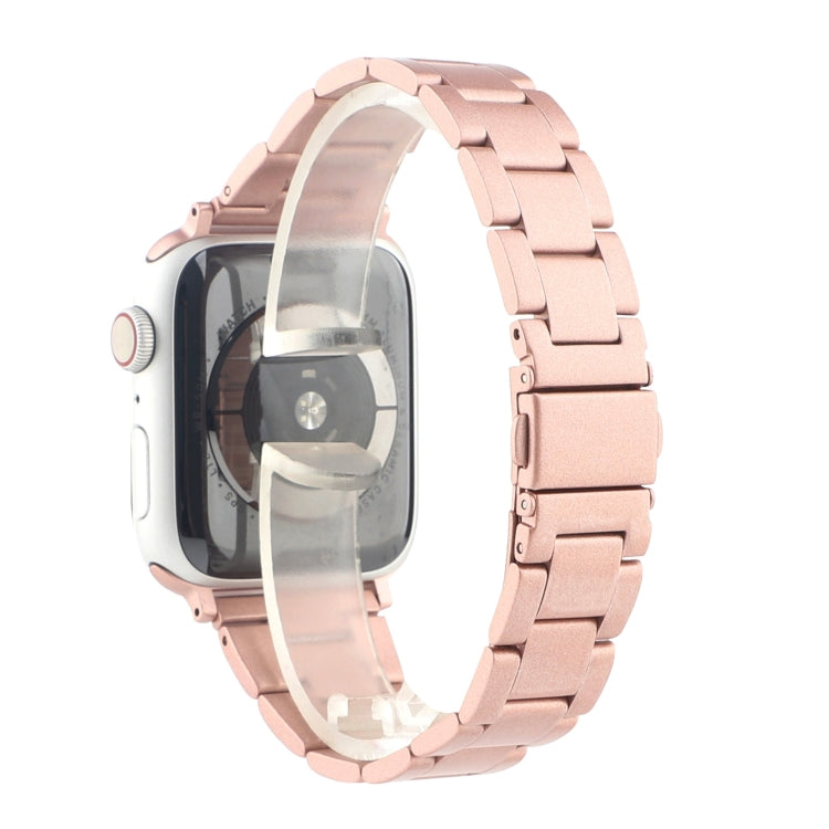 Stainless Steel Three Beads Hand Detachable Xiaoman Waist Strap Wristband For Series 7 45mm / 6 & SE & 5 & 4 44mm / 3 & 2 & 1 42mm(Pink) by bashfashion