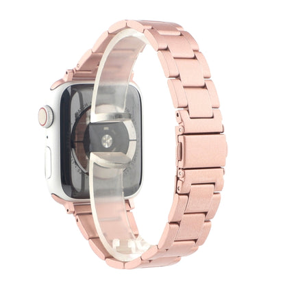 Stainless Steel Three Beads Hand Detachable Xiaoman Waist Strap Wristband For Series 7 45mm / 6 & SE & 5 & 4 44mm / 3 & 2 & 1 42mm(Pink) by bashfashion