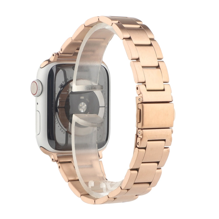 Stainless Steel Three Beads Hand Detachable Xiaoman Waist Strap Wristband For Series 7 45mm / 6 & SE & 5 & 4 44mm / 3 & 2 & 1 42mm(Rose Gold) by bashfashion
