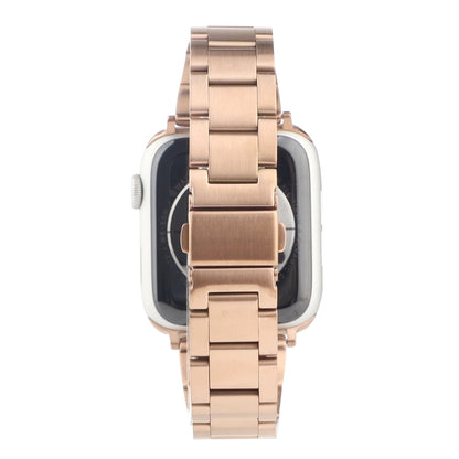 Stainless Steel Three Beads Hand Detachable Xiaoman Waist Strap Wristband For Series 7 45mm / 6 & SE & 5 & 4 44mm / 3 & 2 & 1 42mm(Rose Gold) by bashfashion