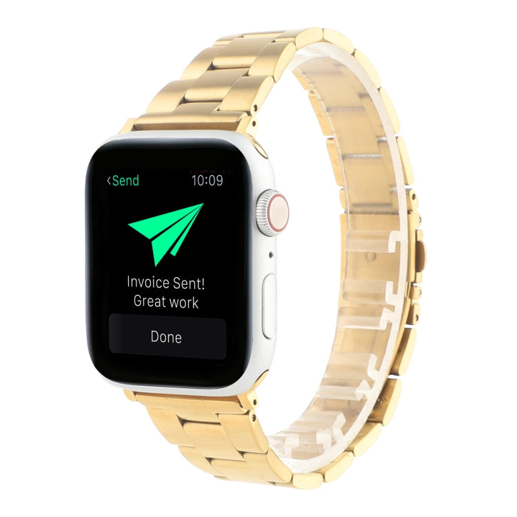 Stainless Steel Three Beads Hand Detachable Xiaoman Waist Strap Wristband For Series 7 45mm / 6 & SE & 5 & 4 44mm / 3 & 2 & 1 42mm(Gold) by bashfashion