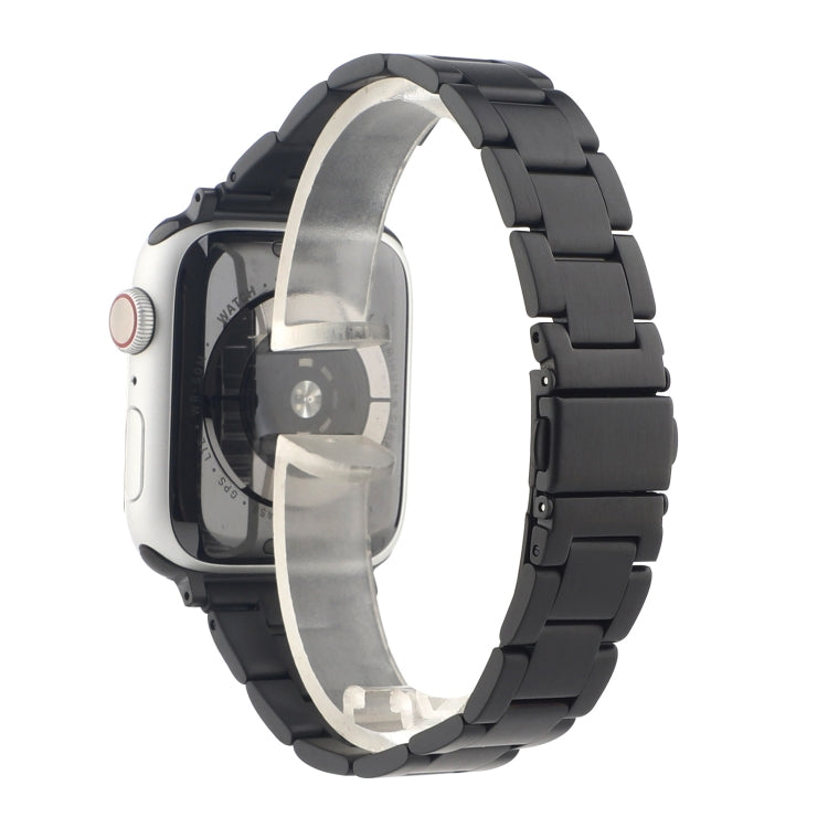 Stainless Steel Three Beads Hand Detachable Xiaoman Waist Strap Wristband For Series 7 41mm / 6 & SE & 5 & 4 40mm / 3 & 2 & 1 38mm(Black) by bashfashion