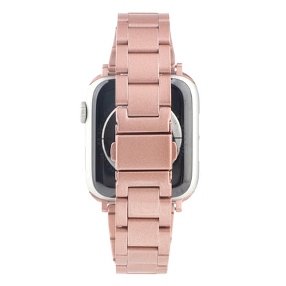 Stainless Steel Three Beads Hand Detachable Xiaoman Waist Strap Wristband For Series 7 41mm / 6 & SE & 5 & 4 40mm / 3 & 2 & 1 38mm(Pink) by bashfashion