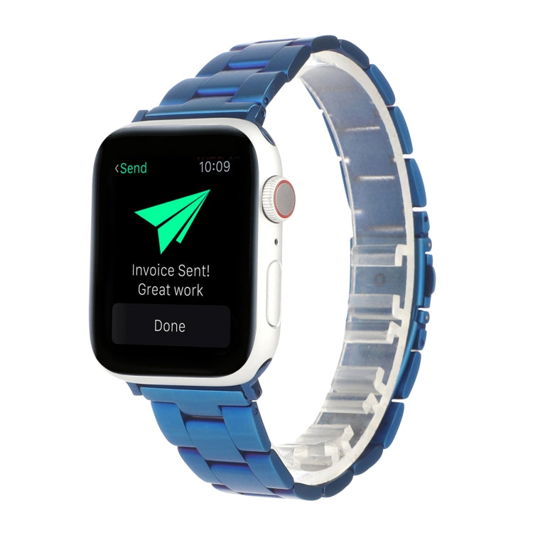 Stainless Steel Three Beads Hand Detachable Xiaoman Waist Strap Wristband For Series 7 41mm / 6 & SE & 5 & 4 40mm / 3 & 2 & 1 38mm(Blue) by bashfashion