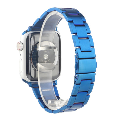 Stainless Steel Three Beads Hand Detachable Xiaoman Waist Strap Wristband For Series 7 41mm / 6 & SE & 5 & 4 40mm / 3 & 2 & 1 38mm(Blue) by bashfashion