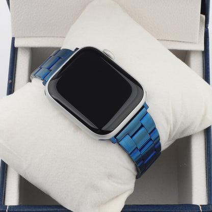 Stainless Steel Three Beads Hand Detachable Xiaoman Waist Strap Wristband For Series 7 41mm / 6 & SE & 5 & 4 40mm / 3 & 2 & 1 38mm(Blue) by bashfashion