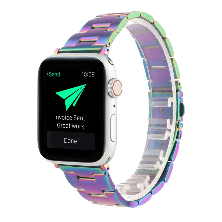 Stainless Steel Three Beads Hand Detachable Xiaoman Waist Strap Wristband For Series 7 41mm / 6 & SE & 5 & 4 40mm / 3 & 2 & 1 38mm(Colorful) by bashfashion