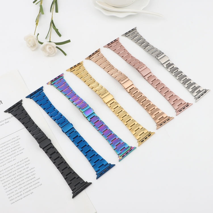 Stainless Steel Three Beads Hand Detachable Xiaoman Waist Strap Wristband For Series 7 41mm / 6 & SE & 5 & 4 40mm / 3 & 2 & 1 38mm(Black) by bashfashion