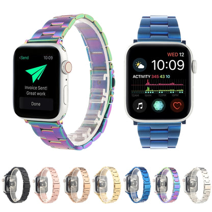 Stainless Steel Three Beads Hand Detachable Xiaoman Waist Strap Wristband For Series 7 41mm / 6 & SE & 5 & 4 40mm / 3 & 2 & 1 38mm(Blue) by bashfashion