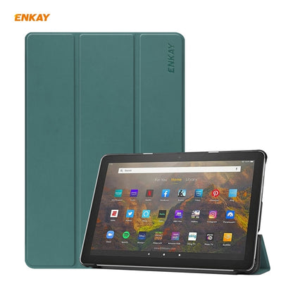 ENKAY PU Leather + Plastic Smart Case with Three-folding Holder for Amazon Fire HD 10 / 10 Plus (2021)(Green) by ENKAY