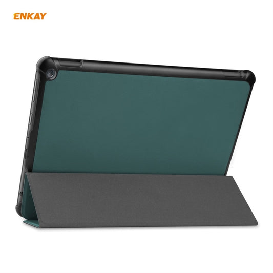 ENKAY PU Leather + Plastic Smart Case with Three-folding Holder for Amazon Fire HD 10 / 10 Plus (2021)(Green) by ENKAY