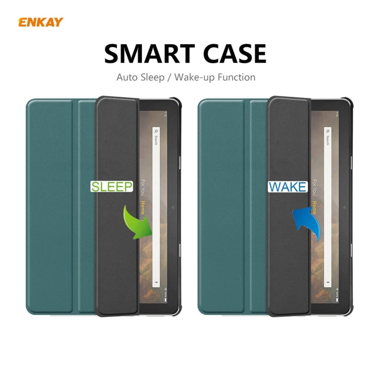 ENKAY PU Leather + Plastic Smart Case with Three-folding Holder for Amazon Fire HD 10 / 10 Plus (2021)(Green) by ENKAY