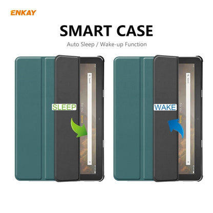 ENKAY PU Leather + Plastic Smart Case with Three-folding Holder for Amazon Fire HD 10 / 10 Plus (2021)(Green) by ENKAY