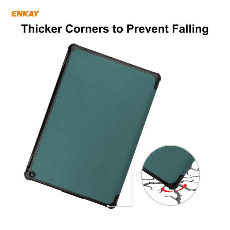 ENKAY PU Leather + Plastic Smart Case with Three-folding Holder for Amazon Fire HD 10 / 10 Plus (2021)(Green) by ENKAY
