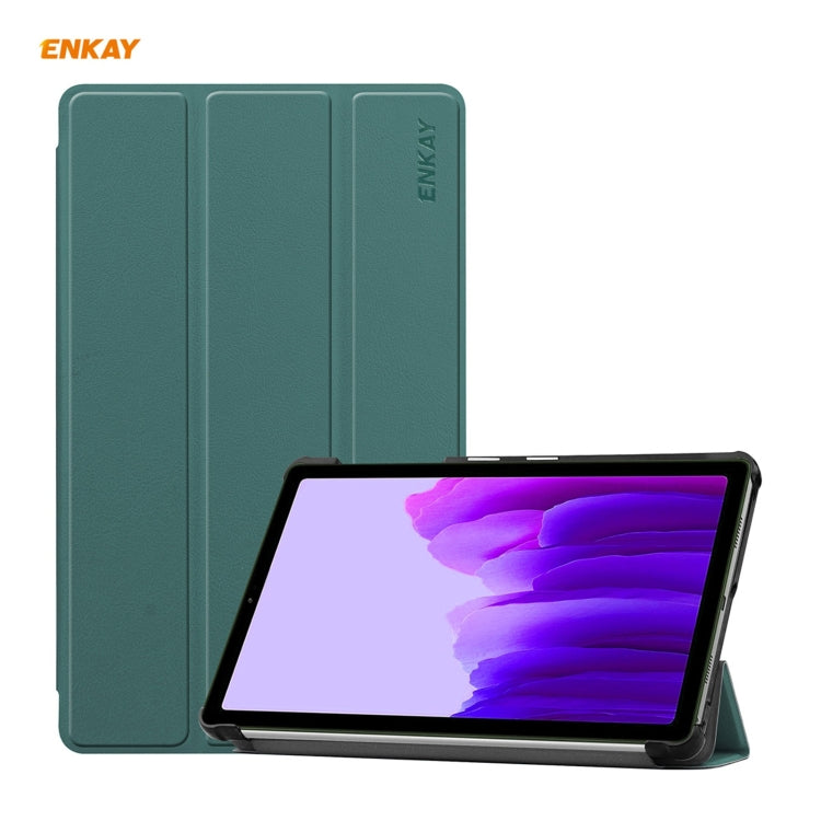 ENKAY PU Leather + Plastic Case with Three-folding Holder for Samsung Galaxy Tab A7 Lite T220 / T225(Green) by ENKAY