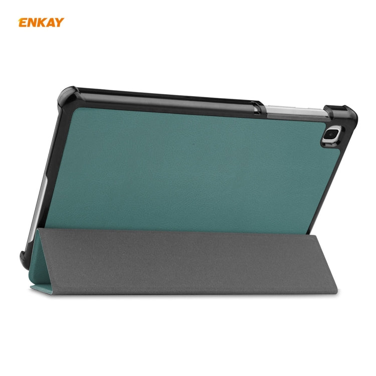 ENKAY PU Leather + Plastic Case with Three-folding Holder for Samsung Galaxy Tab A7 Lite T220 / T225(Green) by ENKAY