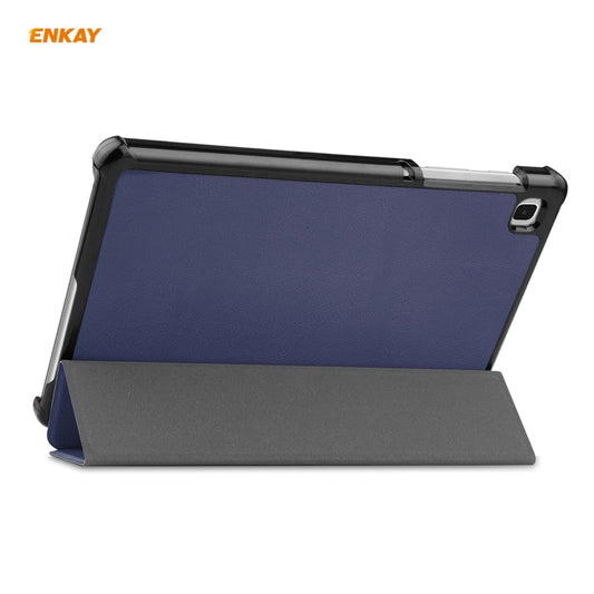ENKAY PU Leather + Plastic Case with Three-folding Holder for Samsung Galaxy Tab A7 Lite T220 / T225(Dark Blue) by ENKAY
