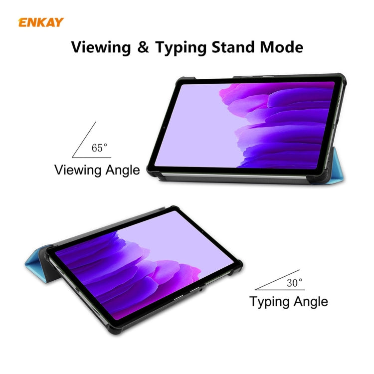 ENKAY PU Leather + Plastic Case with Three-folding Holder for Samsung Galaxy Tab A7 Lite T220 / T225(Light Blue) by ENKAY