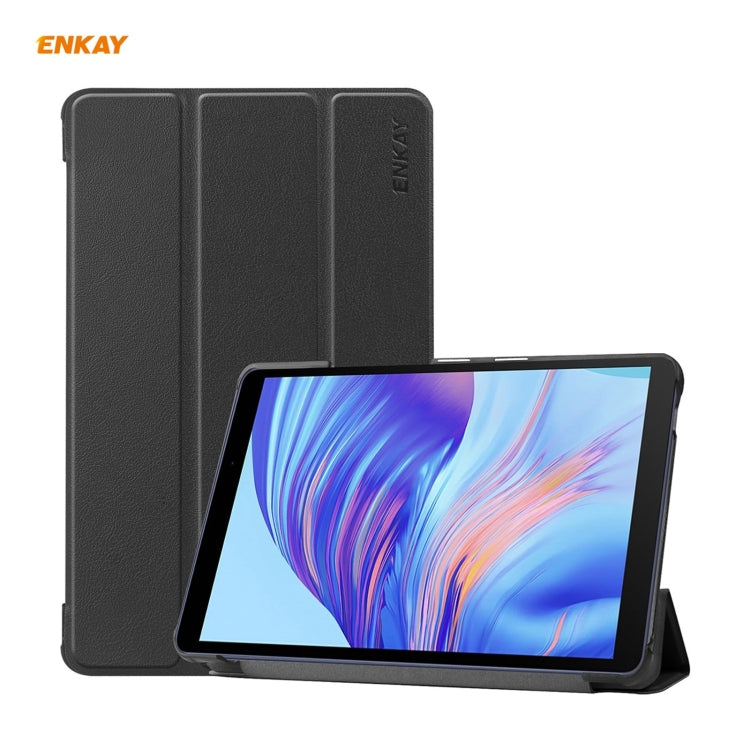 ENKAY PU Leather + Plastic Case with Three-folding Holder for Huawei MatePad T8 / Honor Tablet X7(Black) by ENKAY