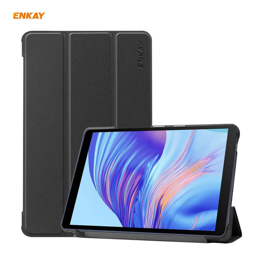 ENKAY PU Leather + Plastic Case with Three-folding Holder for Huawei MatePad T8 / Honor Tablet X7(Black) by ENKAY