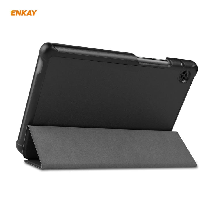 ENKAY PU Leather + Plastic Case with Three-folding Holder for Huawei MatePad T8 / Honor Tablet X7(Black) by ENKAY