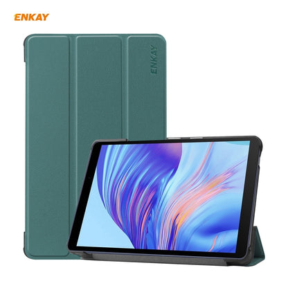 ENKAY PU Leather + Plastic Case with Three-folding Holder for Huawei MatePad T8 / Honor Tablet X7(Green) by ENKAY