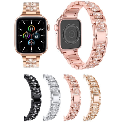 Three Stainless Steel Straps with Rhinestones For Series 7 41mm / 6 & SE & 5 & 4 40mm / 3 & 2 & 1 38mm(Gold) by bashfashion