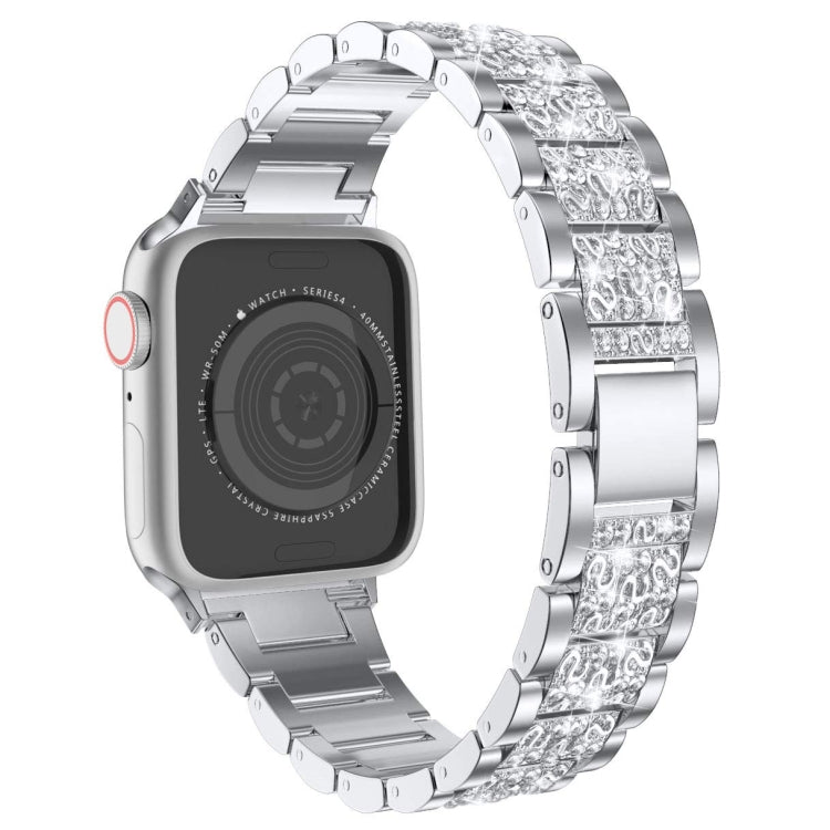 Three Stainless Steel Straps with Rhinestones For Series 7 45mm / 6 & SE & 5 & 4 44mm / 3 & 2 & 1 42mm(Silver) by bashfashion