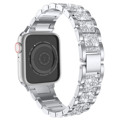 Three Stainless Steel Straps with Rhinestones For Series 7 45mm / 6 & SE & 5 & 4 44mm / 3 & 2 & 1 42mm(Silver) by bashfashion
