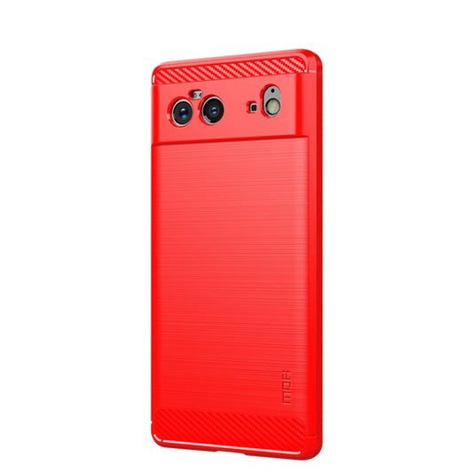 For Google Pixel 6 MOFI Gentleness Series Brushed Texture Carbon Fiber Soft TPU Case(Red) by MOFI