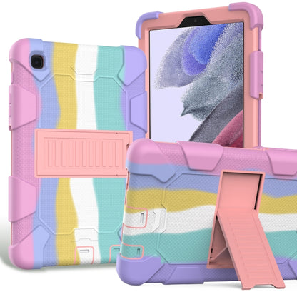 For Samsung Galaxy Tab A7 Lite T220 / T225 Two-Color Robot Shockproof Silicone + PC Protective Case with Holder(Rainbow+Rose Gold) by bashfashion
