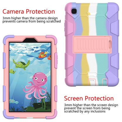 For Samsung Galaxy Tab A7 Lite T220 / T225 Two-Color Robot Shockproof Silicone + PC Protective Case with Holder(Rainbow+Rose Gold) by bashfashion