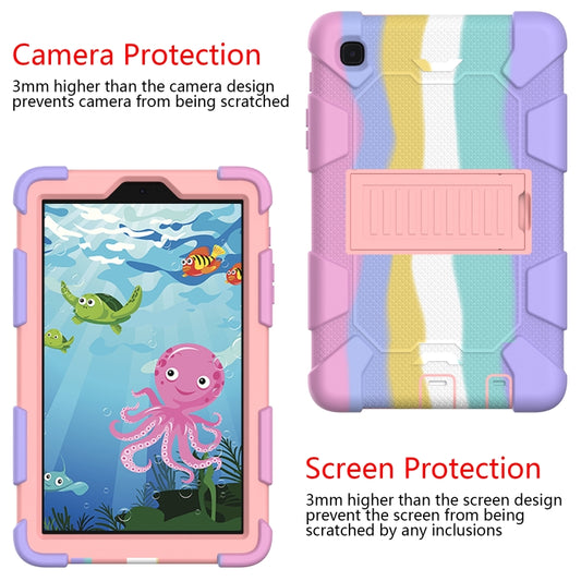 For Samsung Galaxy Tab A7 Lite T220 / T225 Two-Color Robot Shockproof Silicone + PC Protective Case with Holder(Rainbow+Rose Gold) by bashfashion
