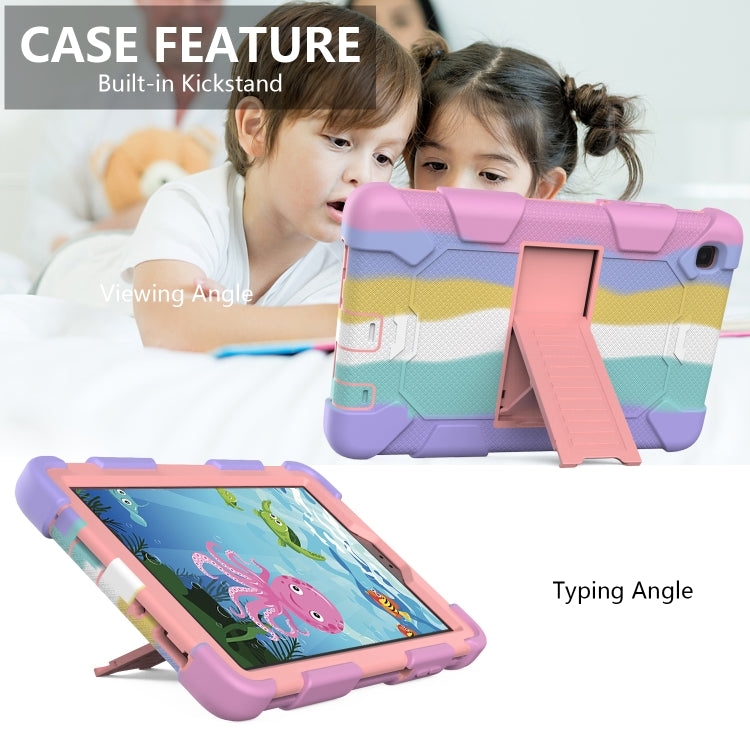 For Samsung Galaxy Tab A7 Lite T220 / T225 Two-Color Robot Shockproof Silicone + PC Protective Case with Holder(Rainbow+Rose Gold) by bashfashion