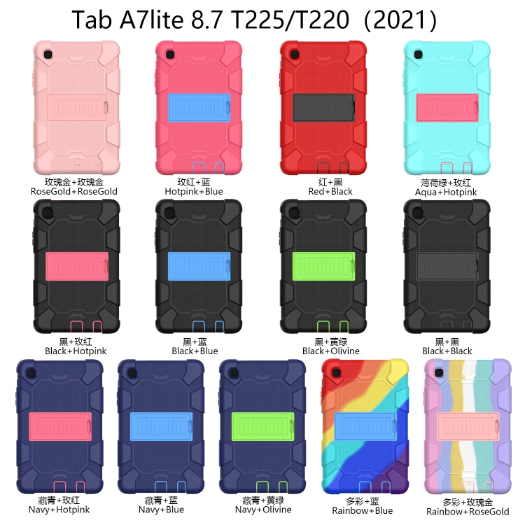 For Samsung Galaxy Tab A7 Lite T220 / T225 Two-Color Robot Shockproof Silicone + PC Protective Case with Holder(Rainbow+Rose Gold) by bashfashion