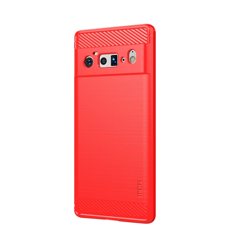 For Google Pixel 6 Pro MOFI Gentleness Series Brushed Texture Carbon Fiber Soft TPU Case(Red) by MOFI