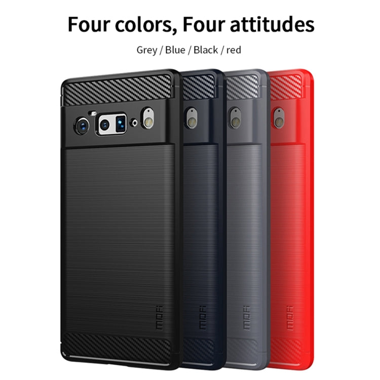 For Google Pixel 6 Pro MOFI Gentleness Series Brushed Texture Carbon Fiber Soft TPU Case(Red) by MOFI