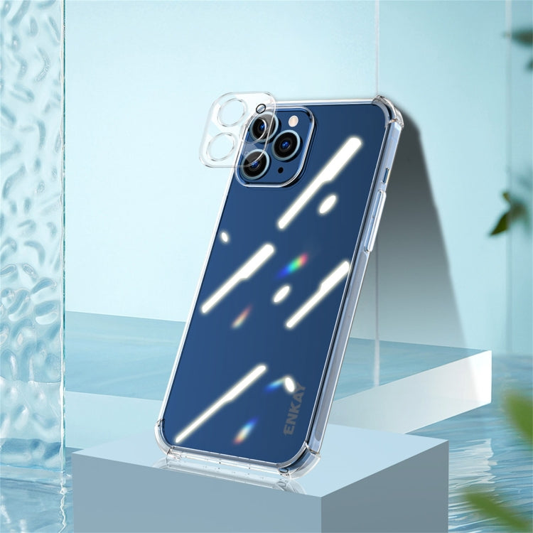For iPhone 12 Pro Max Hat-Prince ENKAY Clear TPU Shockproof Airbag Soft Case + Camera Lens Glass Film by ENKAY