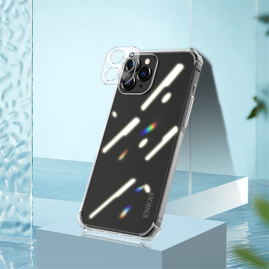 For iPhone 11 Pro Max Hat-Prince ENKAY Clear TPU Shockproof Airbag Soft Case + Camera Lens Glass Film by ENKAY