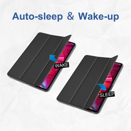 For iPad Pro 11 2022 / 2021 / 2020 ENKAY 3-Folding Shockproof PC Cover Custer Texture PU Leather Tablet Case with Holder & Sleep / Wake-up Function(Dark Blue) by ENKAY