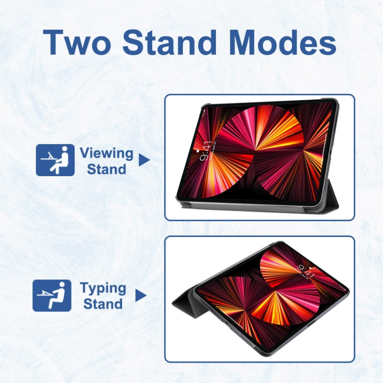 For iPad Pro 11 2022 / 2021 / 2020 ENKAY 3-Folding Shockproof PC Cover Custer Texture PU Leather Tablet Case with Holder & Sleep / Wake-up Function(Light Blue) by ENKAY