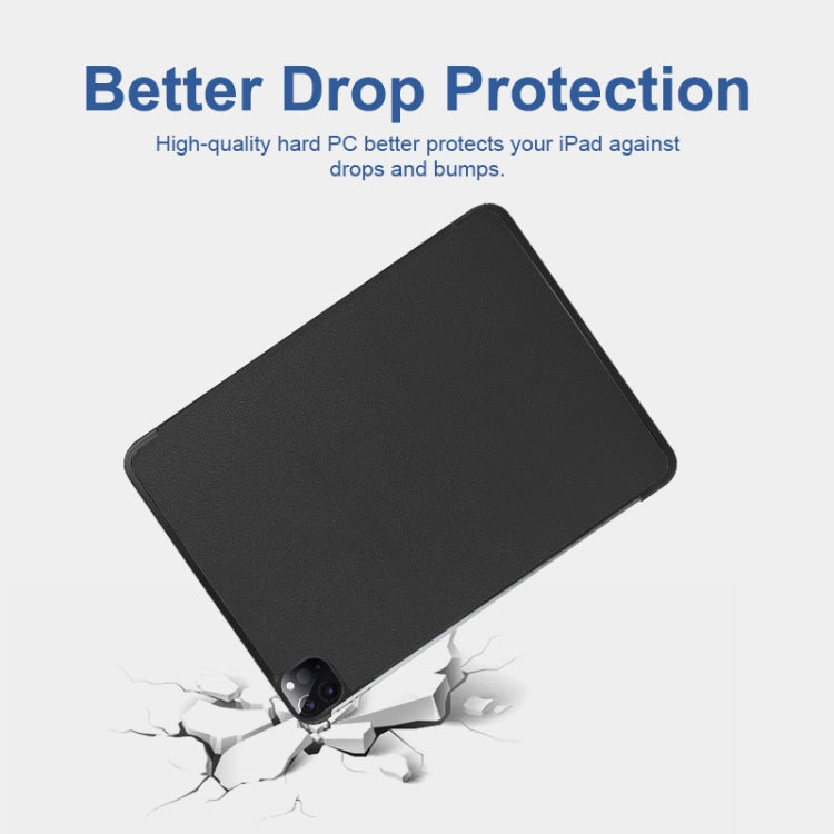 For iPad Pro 11 2022 / 2021 / 2020 ENKAY 3-Folding Shockproof PC Cover Custer Texture PU Leather Tablet Case with Holder & Sleep / Wake-up Function(Light Blue) by ENKAY