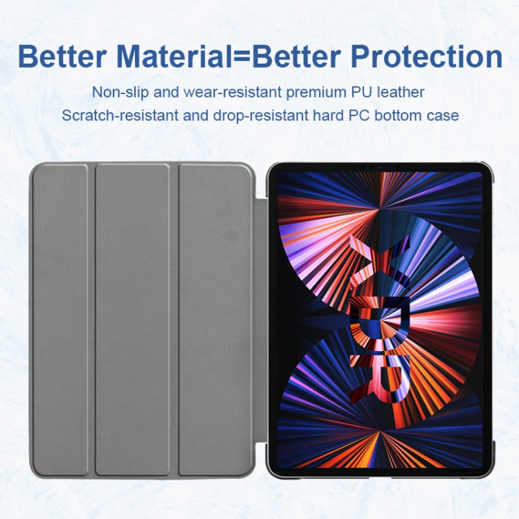 For iPad Pro 11 2022 / 2021 / 2020 ENKAY 3-Folding Shockproof PC Cover Custer Texture PU Leather Tablet Case with Holder & Sleep / Wake-up Function(Dark Green) by ENKAY