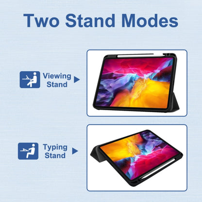 For iPad Pro 11 2022 / 2021 / 2020 ENKAY 3-Folding Shockproof TPU Cover Custer Texture PU Leather Tablet Case with Pencil Slot & Holder & Sleep / Wake-up Function(Dark Green) by ENKAY