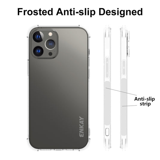 For iPhone 13 Pro Max Hat-Prince ENKAY Clear TPU Shockproof Soft Case Drop Protection Cover + Full Coverage Tempered Glass Protector Film by ENKAY