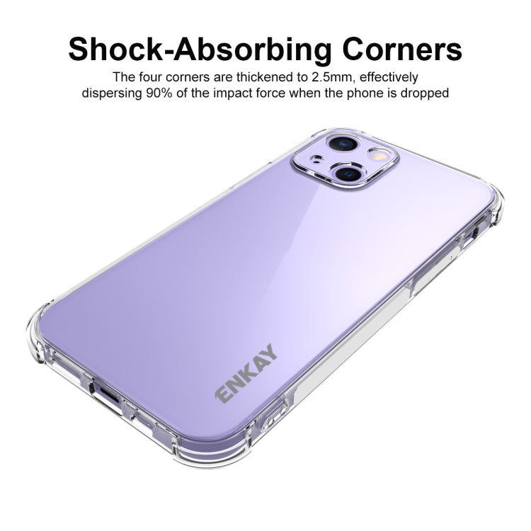 For iPhone 13 mini Hat-Prince ENKAY Clear TPU Shockproof Soft Case Drop Protection Cover + Clear HD Tempered Glass Protector Film by ENKAY