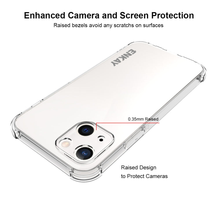 For iPhone 13 Hat-Prince ENKAY Clear TPU Shockproof Soft Case Drop Protection Cover + Clear HD Tempered Glass Protector Film by ENKAY