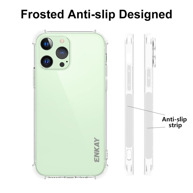 For iPhone 13 Pro Hat-Prince ENKAY Clear TPU Shockproof Soft Case Drop Protection Cover + Clear HD Tempered Glass Protector Film by ENKAY