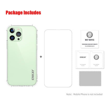 For iPhone 13 Pro Hat-Prince ENKAY Clear TPU Shockproof Soft Case Drop Protection Cover + Clear HD Tempered Glass Protector Film by ENKAY