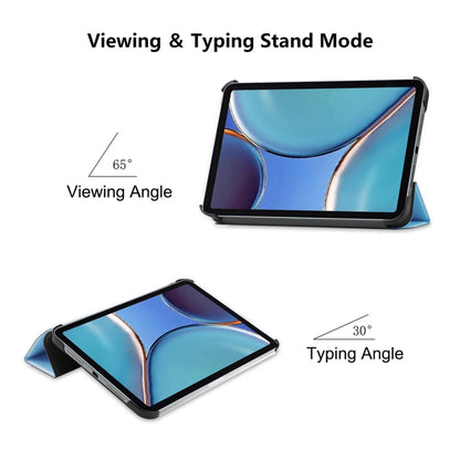 For iPad mini 2024 / mini 6 ENKAY Custer Texture Horizontal Flip PU+PC Leather Tablet Case with Three-folding Holder & Sleep / Wake-up Function(Dark Blue) by ENKAY